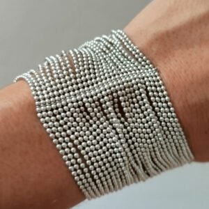 Bracciale in bagno d’argento perline metalliche